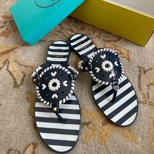 Jack Rogers striped Georgica jelly in size 8 navy and white